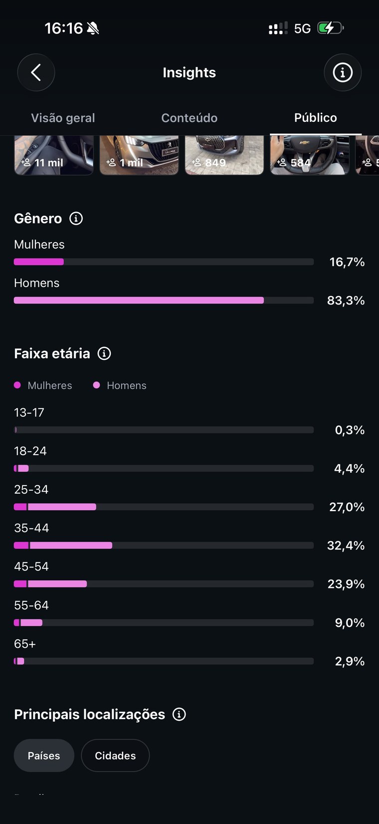 Print: gênero e faixa etária dos seguidores